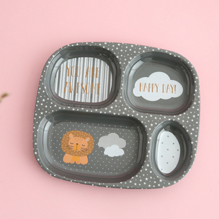 出口丹麦儿童卡通餐具四格盘分格盘早餐盘男女童宝宝餐盘碗小杯子