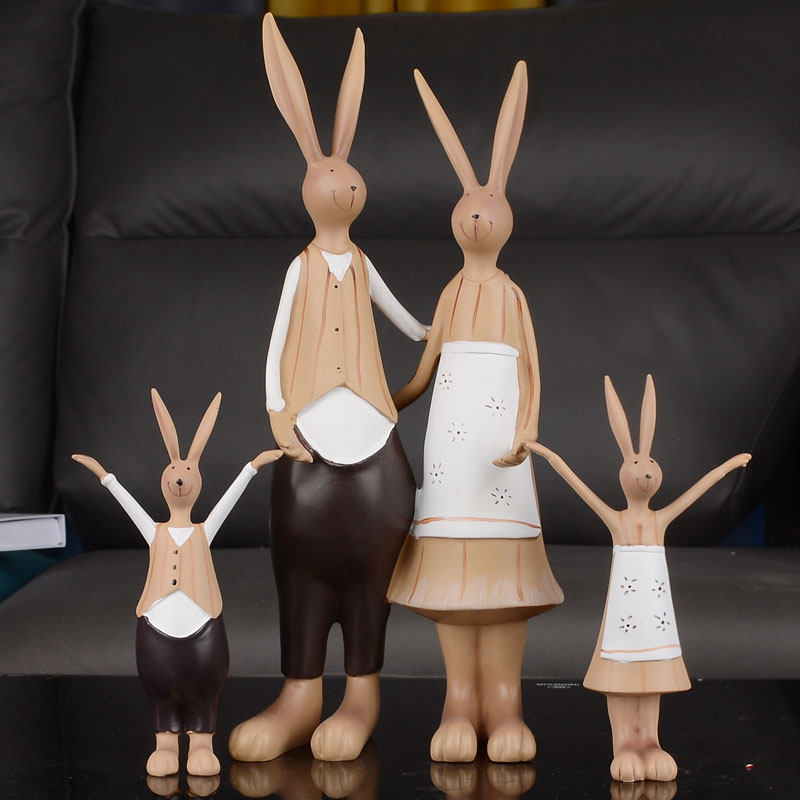 兔子一家四口工艺品客厅摆件欧式家居电视柜酒柜结婚礼物装饰摆设,家居饰品,装饰摆件,淘宝优惠券,粉丝福利购,淘宝优惠卷