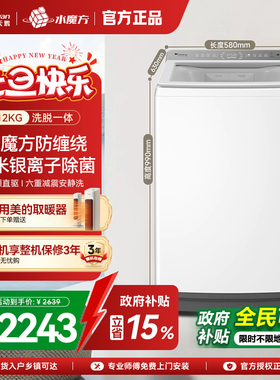 小天鹅12KG水魔方波轮全自动大容量变频洗脱一体洗衣机白色20DW