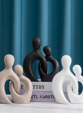 跨境情侣桌面摆件抽象人物拥抱雕塑家居客厅卧室玄关树脂工艺品