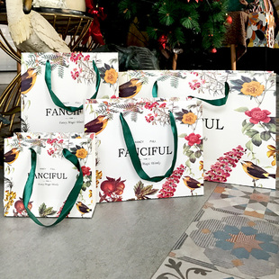 花鸟礼品袋手提袋打包袋化妆品面包蛋糕店服装包装袋纸袋子定制