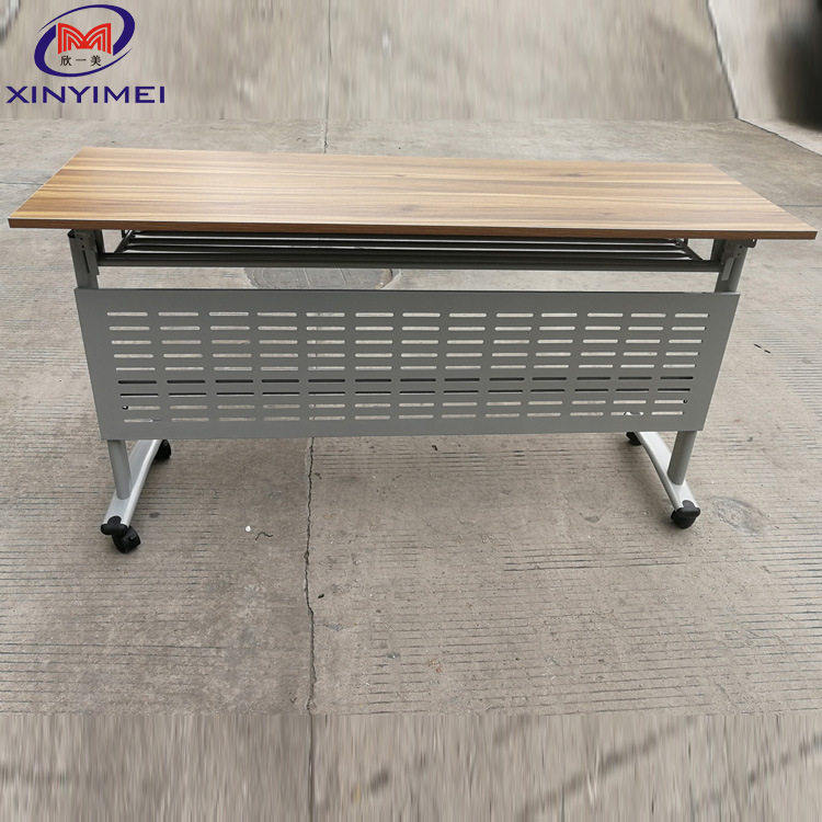 职员折叠培训桌滑轮活动移动台桌 钢架桌条形学生长条阅览桌