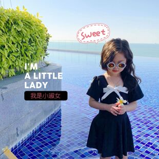 连体泳装 裙式 女童可爱小宝宝沙滩温泉泳衣 短袖 儿童游泳衣韩国时尚