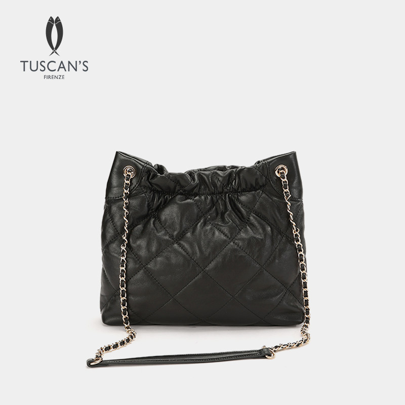 TUSCAN'S羊皮菱格链条斜挎包2024新款包包女夏天真皮单肩休闲小包