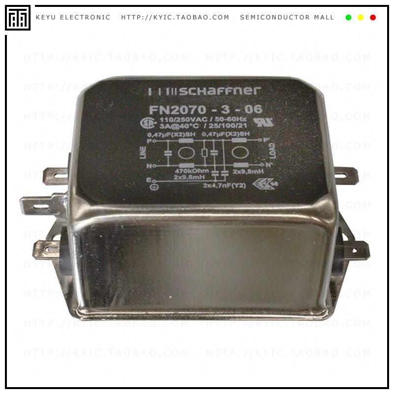 FN2070-3-06【LINE FILTER 110/250VAC 3A CHAS】