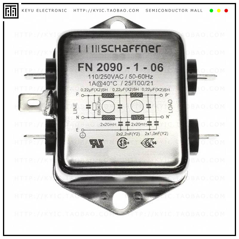 FN2090-1-06【LINE FILTER 110/250VAC 1A CHAS】