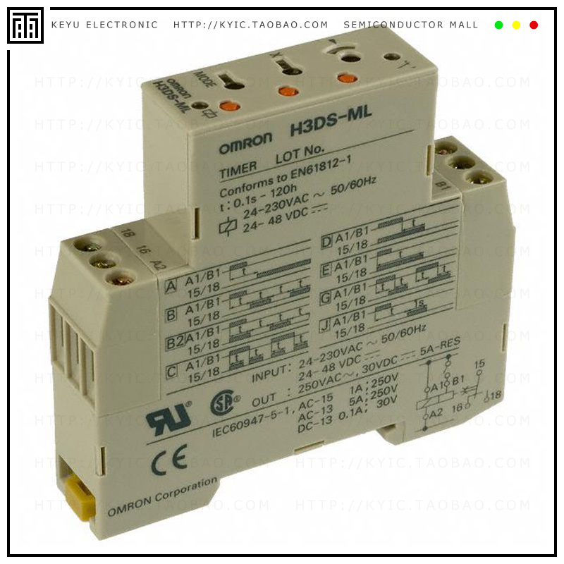 H3DS-ML AC24-230/DC24-48【RELAY TIME DELAY 120HR 5A 250V】