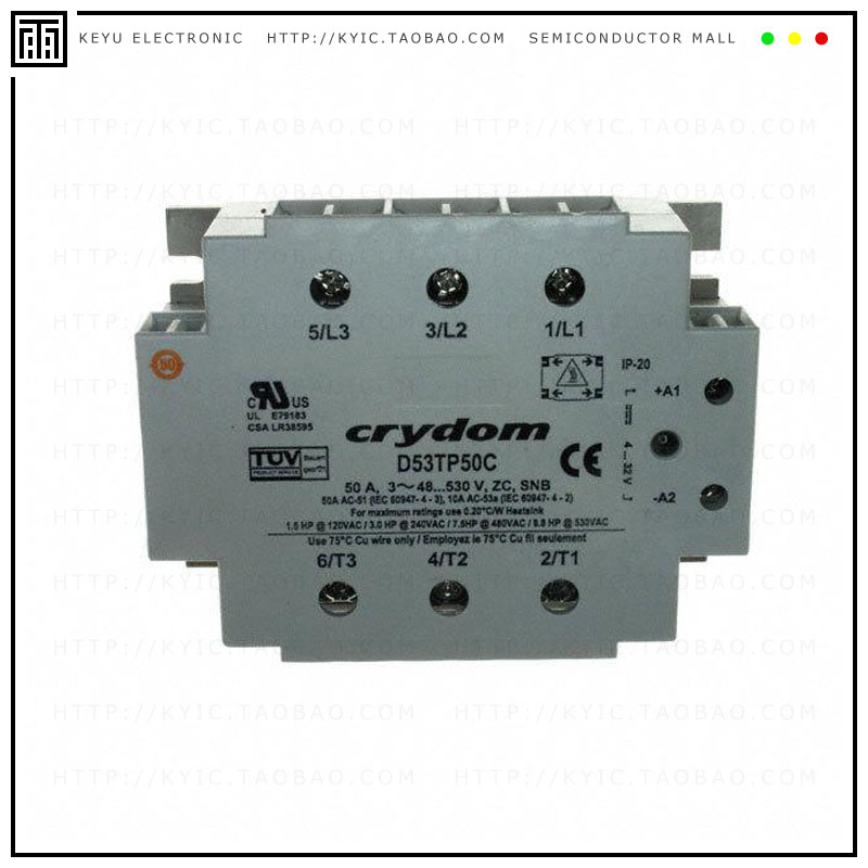 D53TP50CH-10【SSR RELAY 3PST-NO 50A 48-530V】