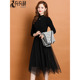 黑色针织连衣裙女春秋2024年新款 内搭毛衣裙配大衣打底裙子冬季