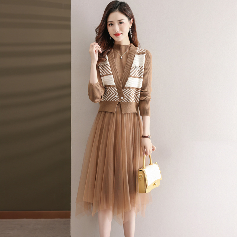 高级感两件套装连衣裙女