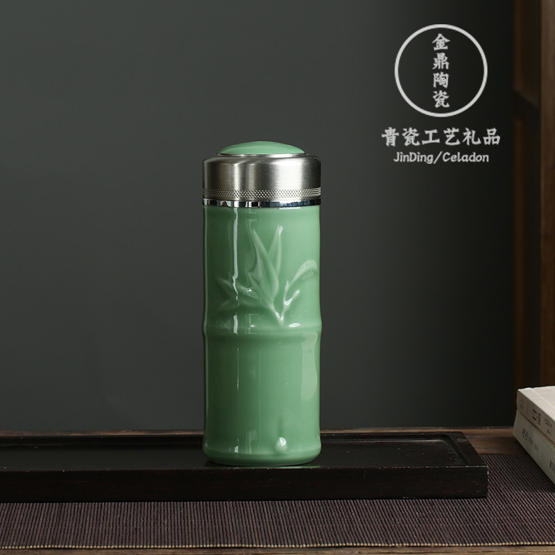龙泉青瓷保温杯大容量泡茶杯车载保冷/保温杯