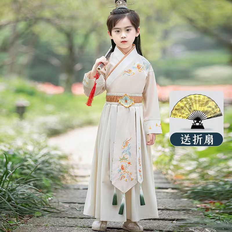 男童汉服夏季薄款短袖小男孩演出服春秋古装中国风儿童唐装国学服