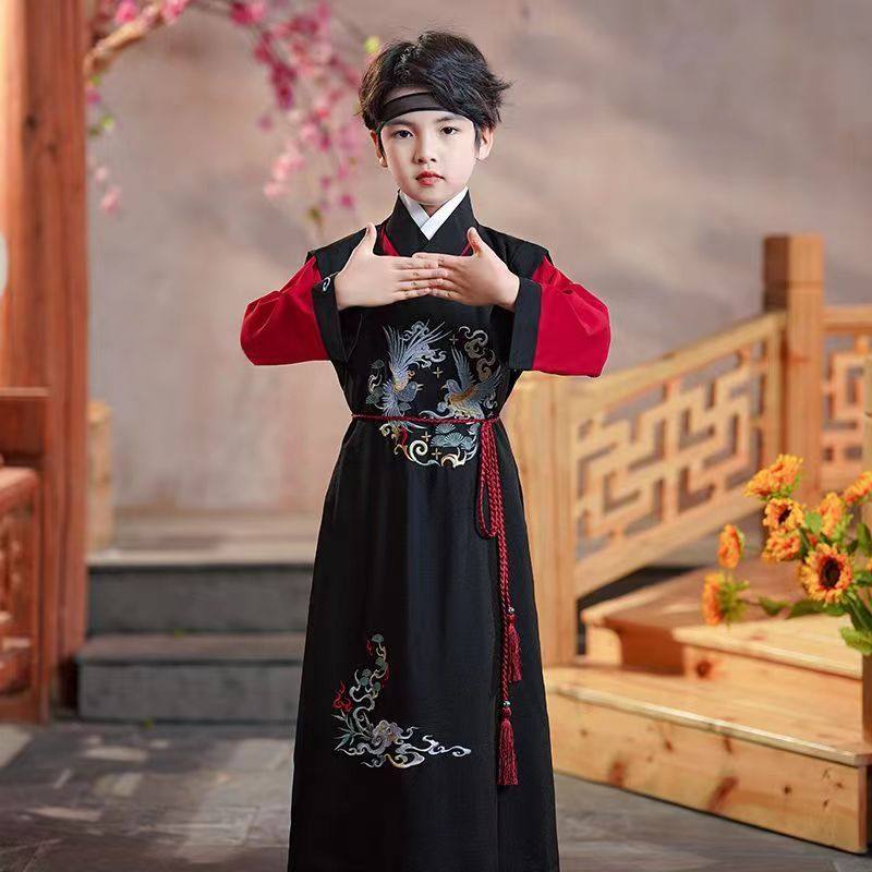 2026夏季新款童汉服中国风改良款儿童汉服绣花圆领设计古风唐装