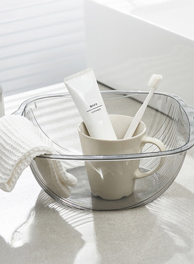 bdo轻奢透明方形洗脸盆精致女生家用双耳脸盆 塑料小盆子塑料盆