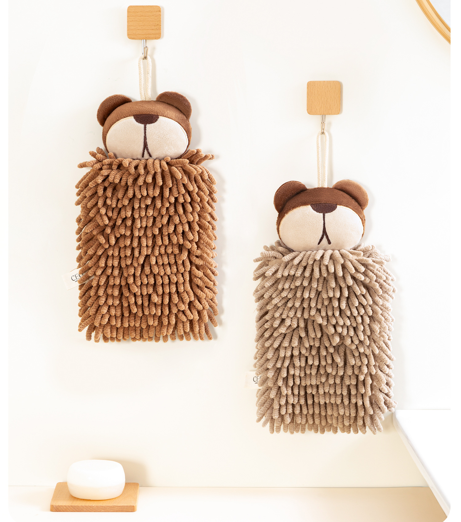 希艺欧o泡熊雪尼尔擦手巾挂式可爱动物擦手球家用吸水卫生间毛巾