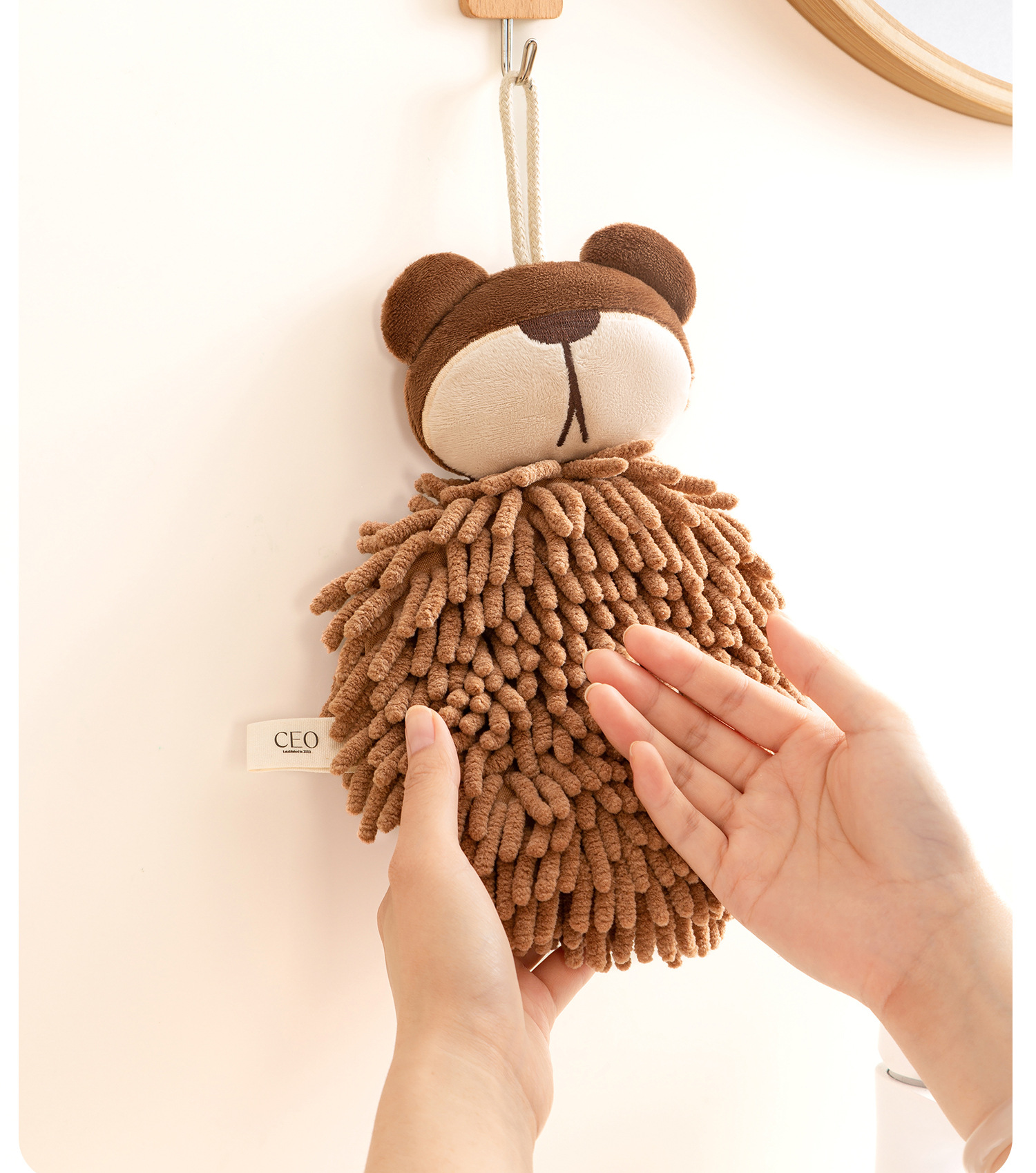 希艺欧o泡熊雪尼尔厨房擦手巾悬挂式可爱家用儿童浴室卡通款商超