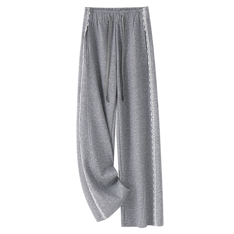 费依女裤村上春女装正品思慕缇苏昔灰色蕾丝边休闲运动裤女2025新
