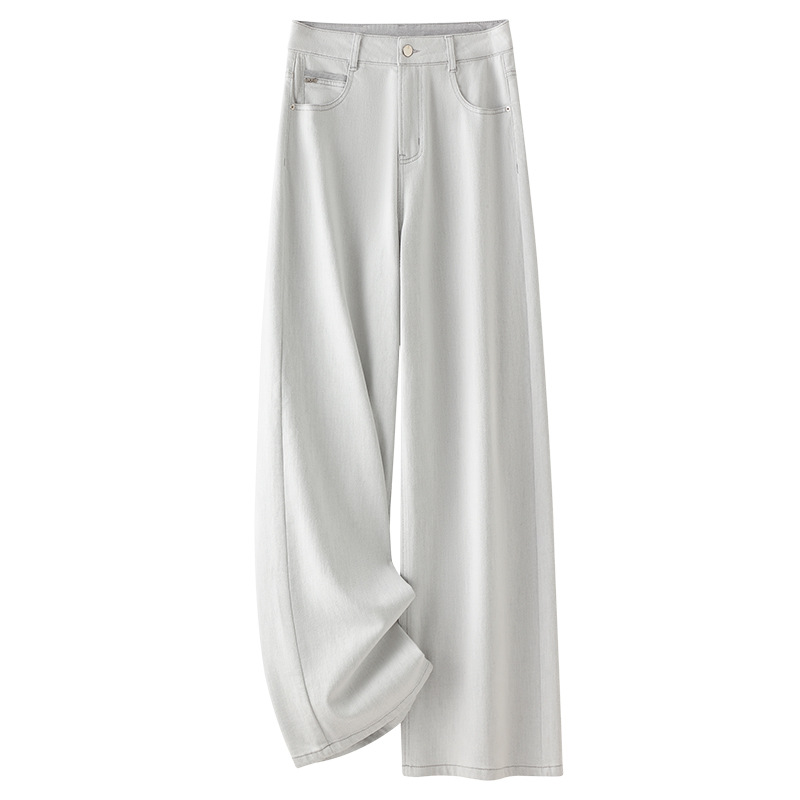 费依女裤村上春女装正品思慕缇苏昔浅灰色宽松阔腿牛仔裤女2025新