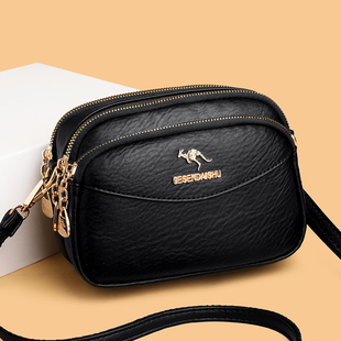 2025新款真皮女包时尚百搭单肩斜挎包中年妈妈包软皮小包包多层包