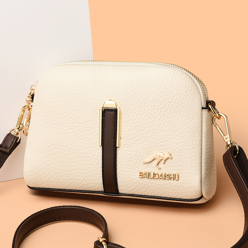 袋鼠真皮迷你斜挎手机包2023春夏新款时尚横款零钱包小包包女