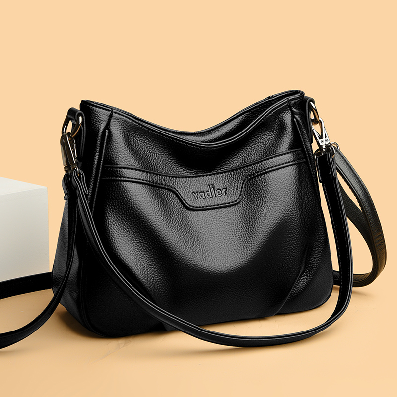 正品真皮女士包2023新款休闲中年妈妈包软皮单肩斜挎包大容量女包