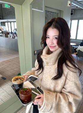 YILIA韩系高级感宽松立领呢子大衣气质小众收腰显瘦毛呢外套