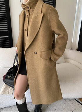 YILIA老钱英伦范气质通勤羊毛双面呢大衣外套马甲两件套