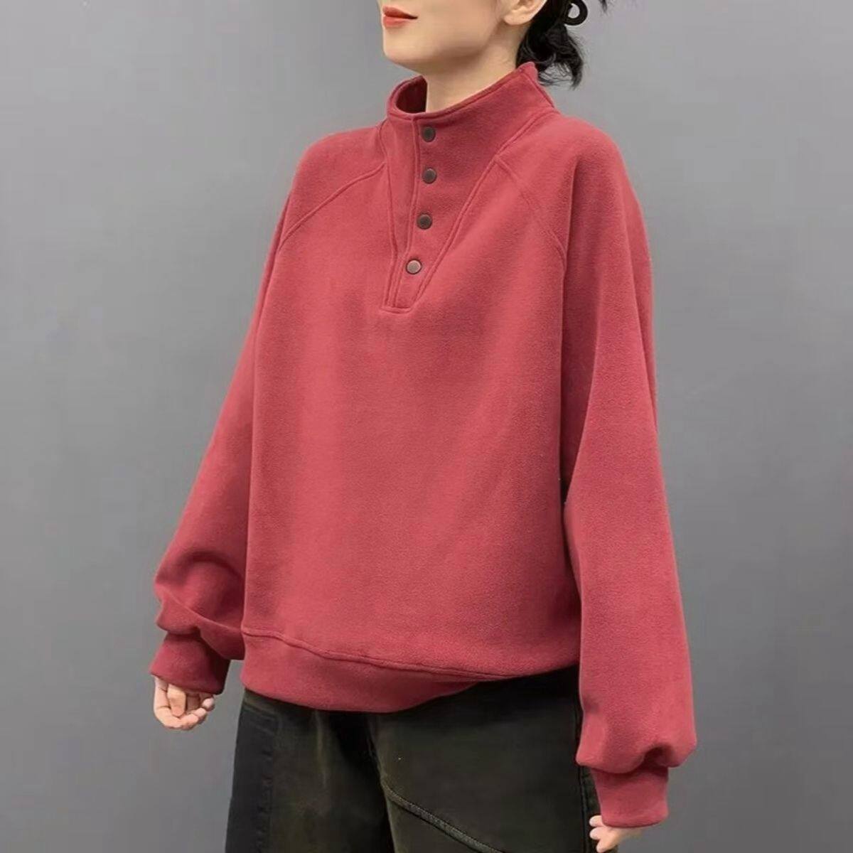 德绒大码胖妹妹半高领卫衣女潮流