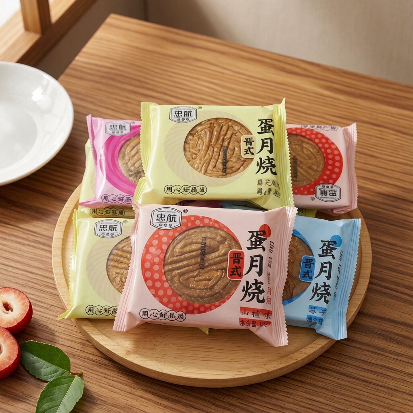 忠航蛋月烧伍仁味苏子味口感丰富多种口味传统中秋月饼