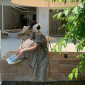 are 格子连衣裙 泡泡袖 shop