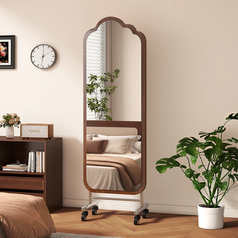 可移动全身镜不锈钢带滑轮