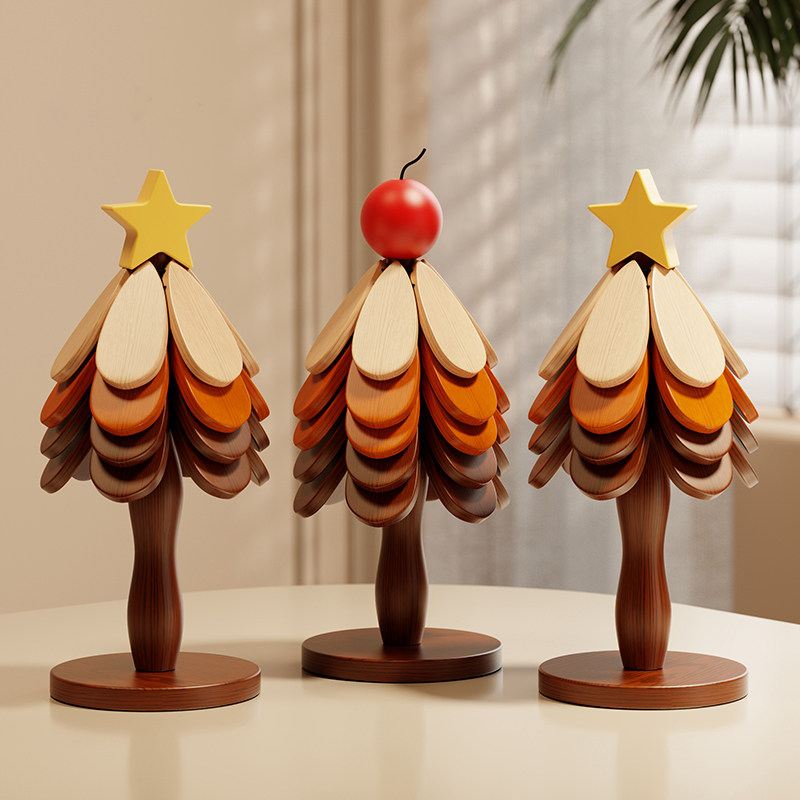 新款圣诞树隔热垫家用实木高级感餐桌杯垫创意碗垫可爱茶托小摆件,餐饮具,餐垫,淘宝优惠券,粉丝福利购,淘宝优惠卷