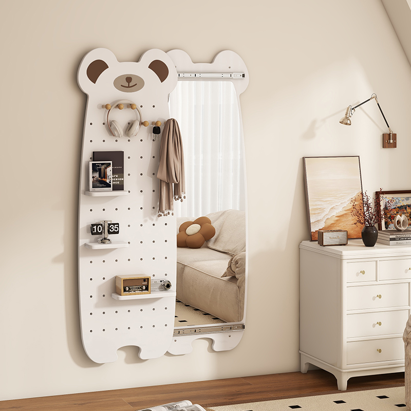 中古风实木穿衣镜壁挂洞洞板