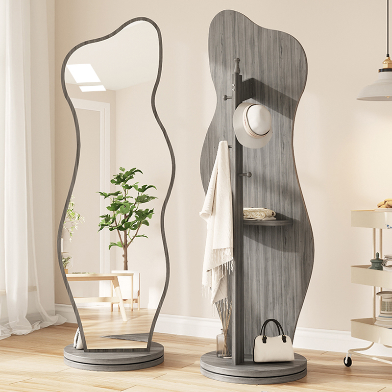 全身镜落地镜子家用穿衣镜梳妆旋转可移动试衣镜ins风宿舍衣帽架