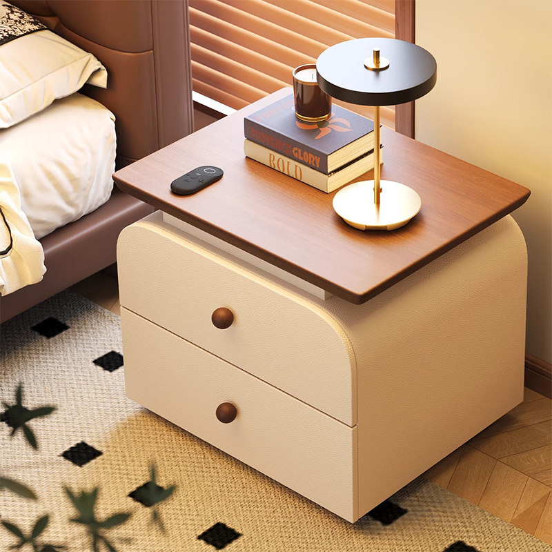 乐远实木简约现代奶油风床头柜