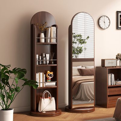 实木书架家用储物一体可旋转杂志