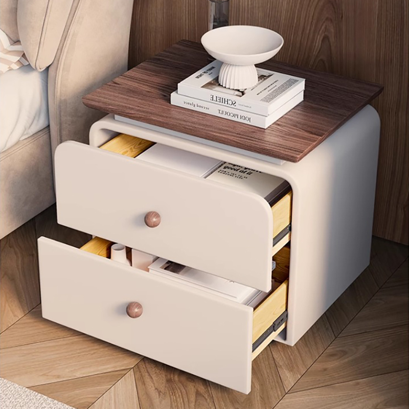 简约现代实木双抽屉床头柜