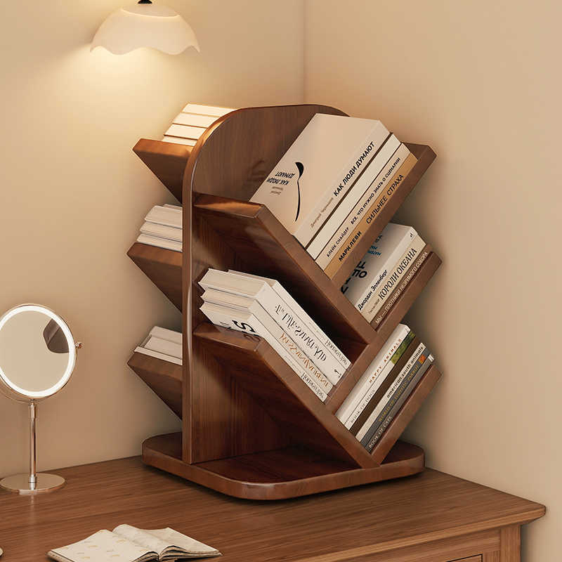 实木树形书架可旋转落地置物架客厅一体靠墙转角书架窄款儿童书柜