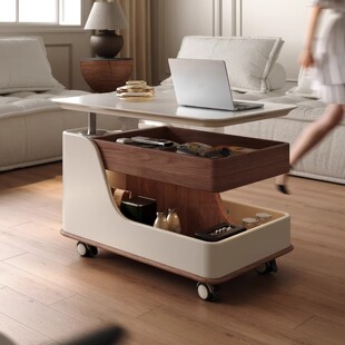可移动升降茶几简约小户型现代轻奢客厅新款沙发升降家用推车边几