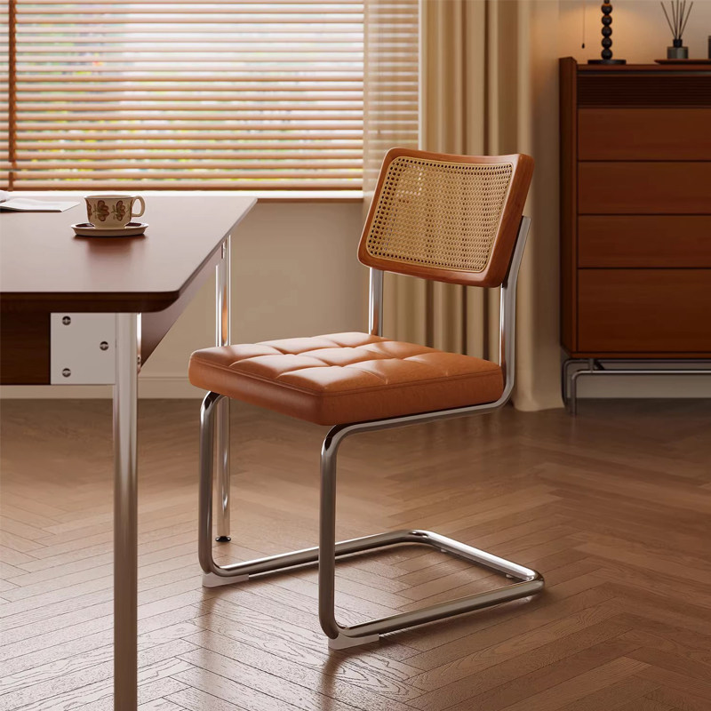 餐椅家用中古藤编餐桌椅靠背椅子轻奢高级感餐厅吃饭咖啡厅休闲椅