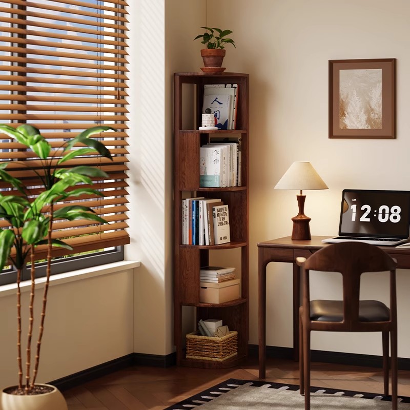 实木转角落地书柜置物架