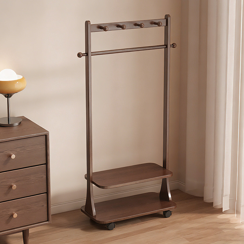 实木挂衣架落地式衣帽架家用卧室晾衣架可移动新款挂衣服置物架子