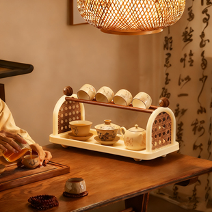茶杯架多层中式小型博古架茶具茶壶茶桌桌面摆件收纳置物架展示架