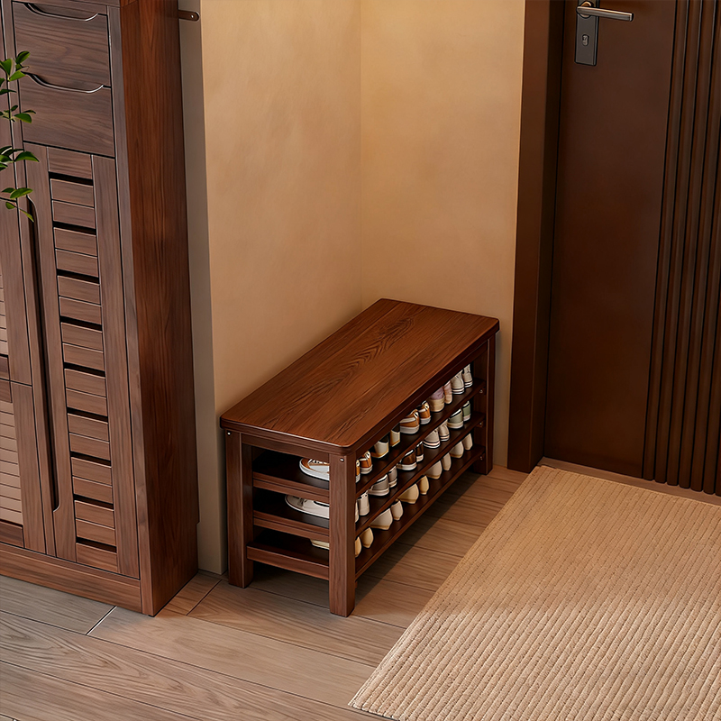 实木可储物可坐多层换鞋凳