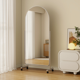 不锈钢全身镜穿衣镜落地镜家用服装店镜子可移动试衣镜显瘦美颜