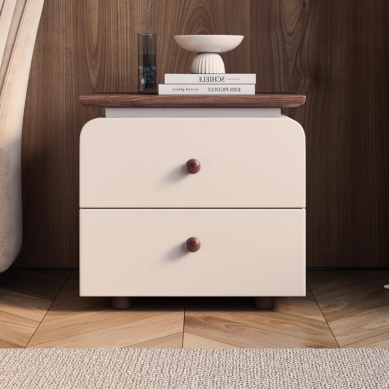 现代简约实木圆形床头柜