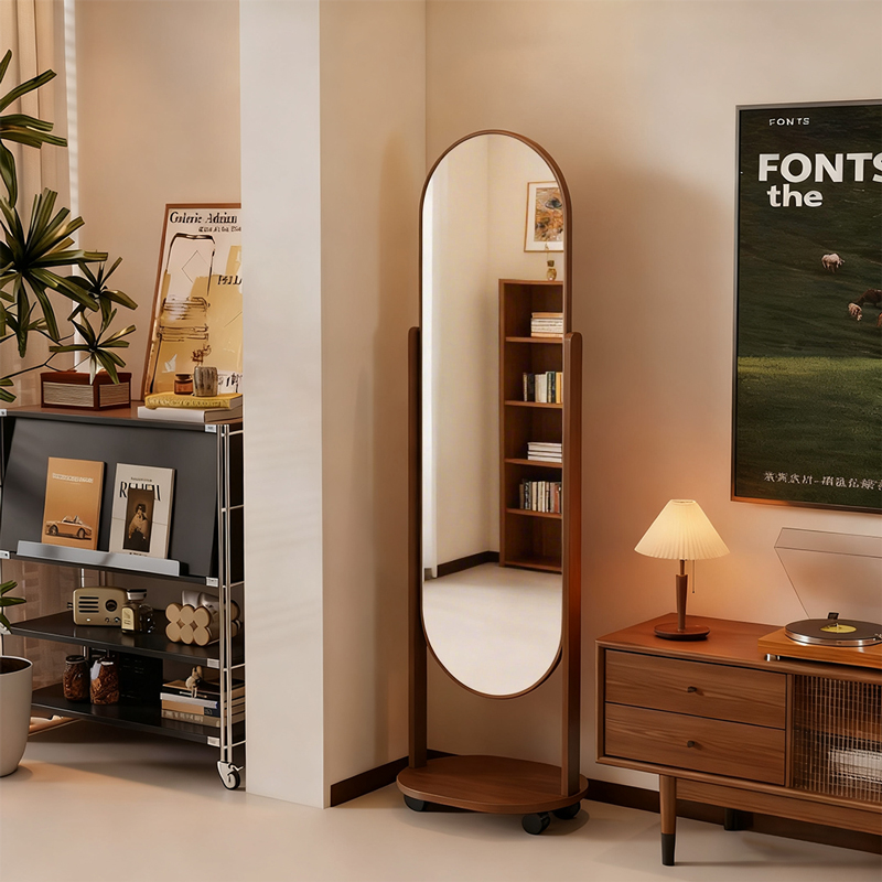 全身镜家用可移动落地镜洞洞板穿衣镜旋转衣挂架一体镜子试衣镜子