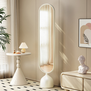设计师全身镜落地镜家用女生卧室试衣镜衣帽架一体收纳旋转穿衣镜