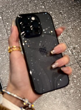 星空闪粉适用苹果15Promax手机壳新款15暗紫色透明硬壳iPhone13pro带镜头膜电镀保护套14Plus女奢华13P简约12