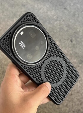 夏天钛黑色散热磁吸网孔适用小米15ultra手机壳14pro金属镜头圈13双层立体错位球形红米K80男女k70e至尊版灰